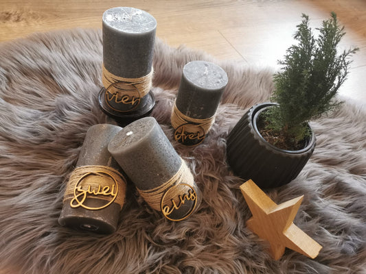 Zahlen Adventskranz im Ring (Set)