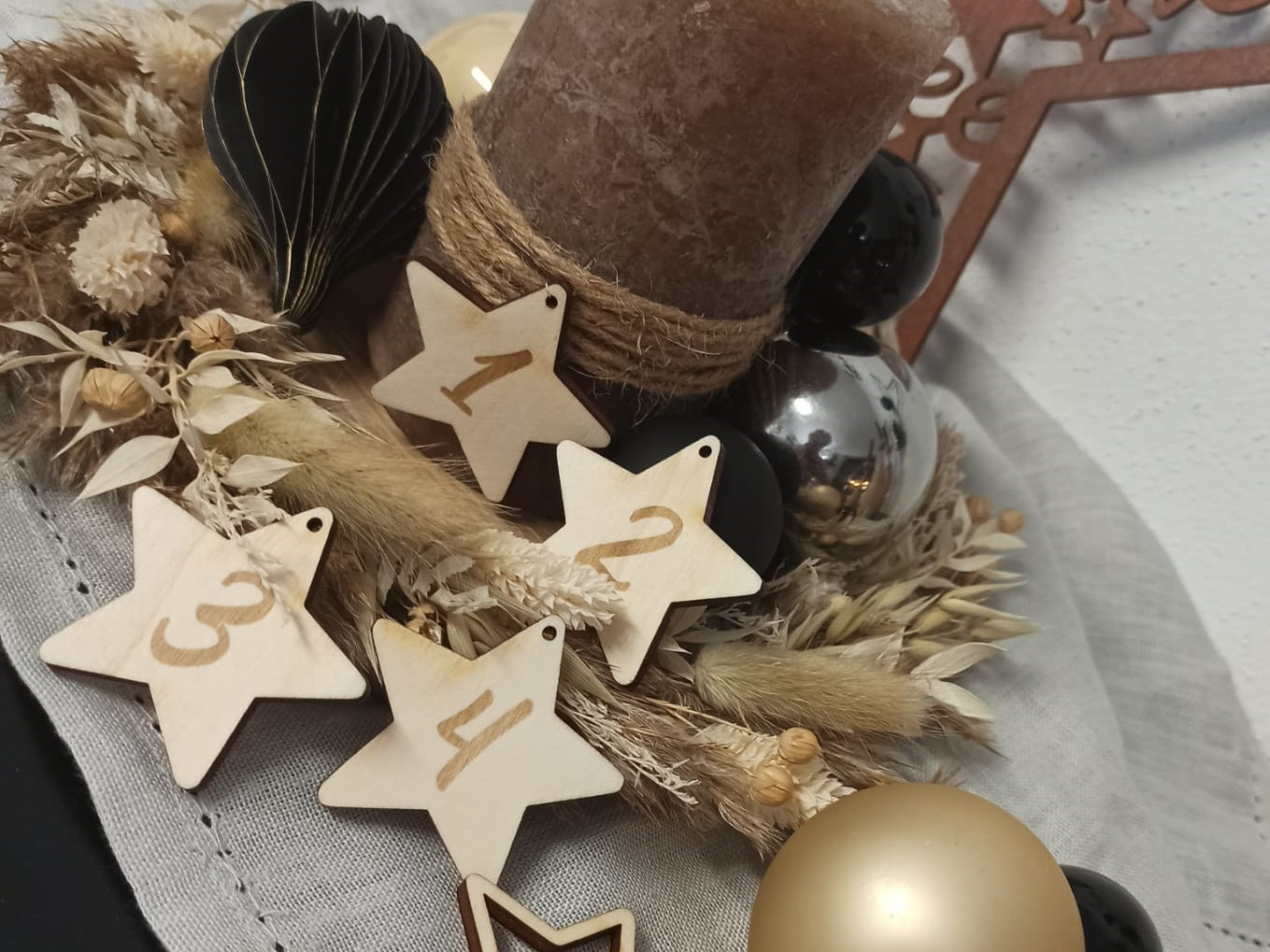 Zahlen Adventskranz Stern Scheibe (Set)