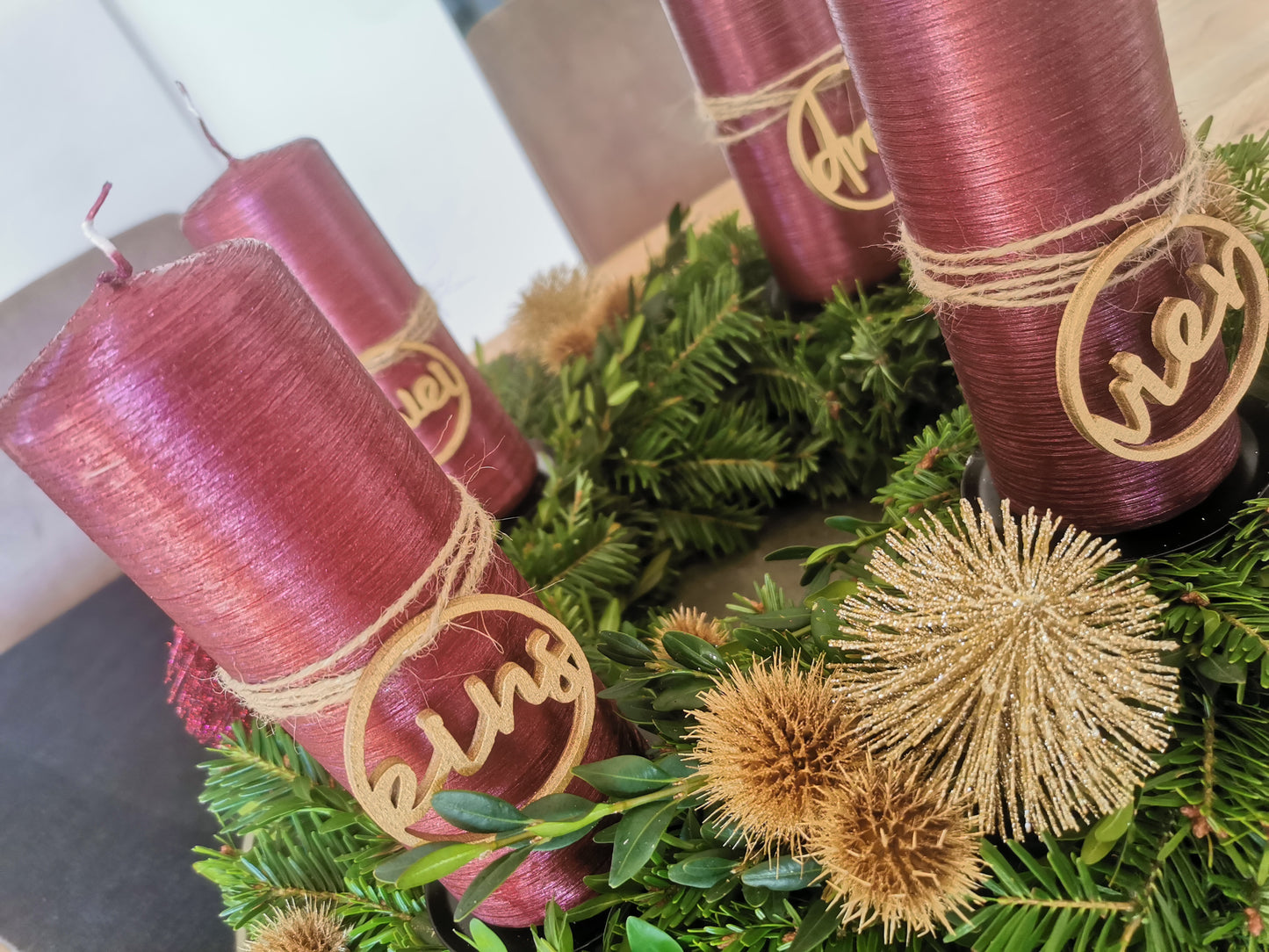 Zahlen Adventskranz im Ring (Set)