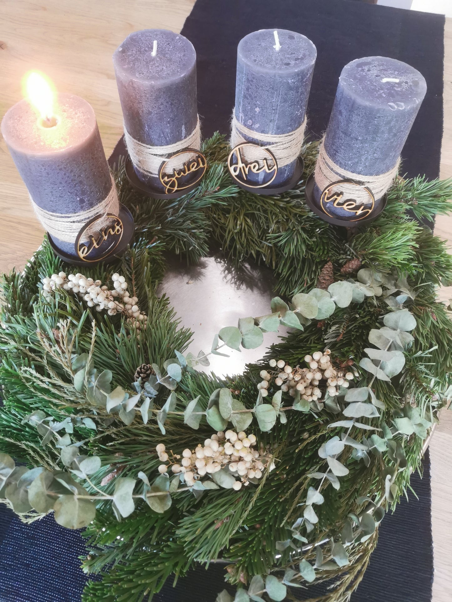 Zahlen Adventskranz im Ring (Set)