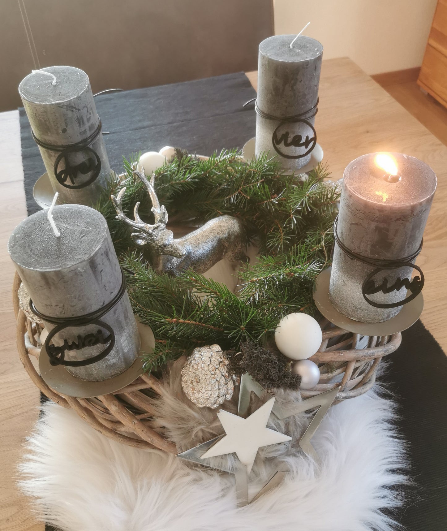 Zahlen Adventskranz im Ring (Set)