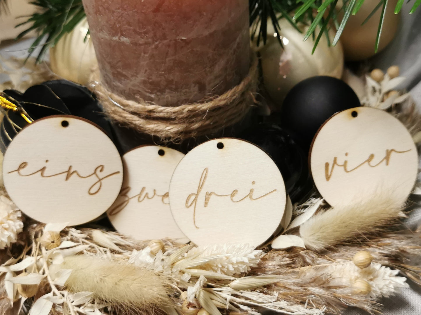 Zahlen Adventskranz Scheibe (Set)
