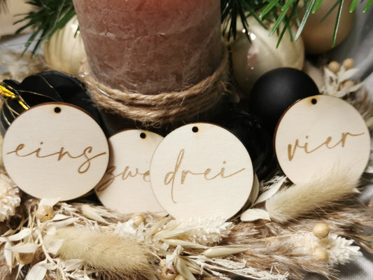 Zahlen Adventskranz Scheibe (Set)