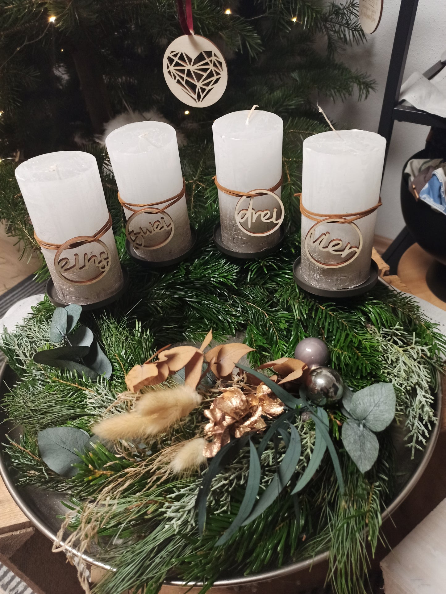 Zahlen Adventskranz im Ring (Set)