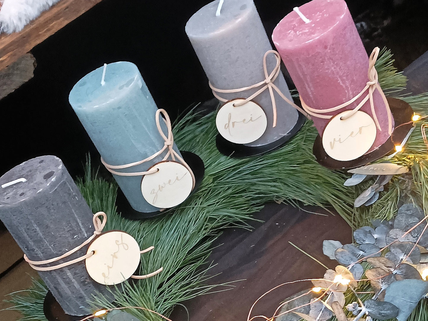 Zahlen Adventskranz Scheibe (Set)