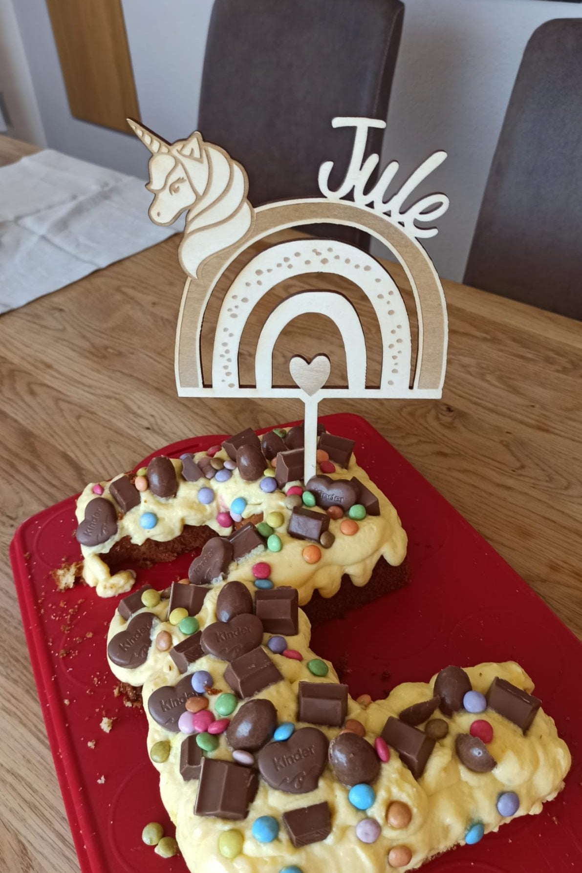 Caketopper Geburtstag - Regenbogen mit Einhorn