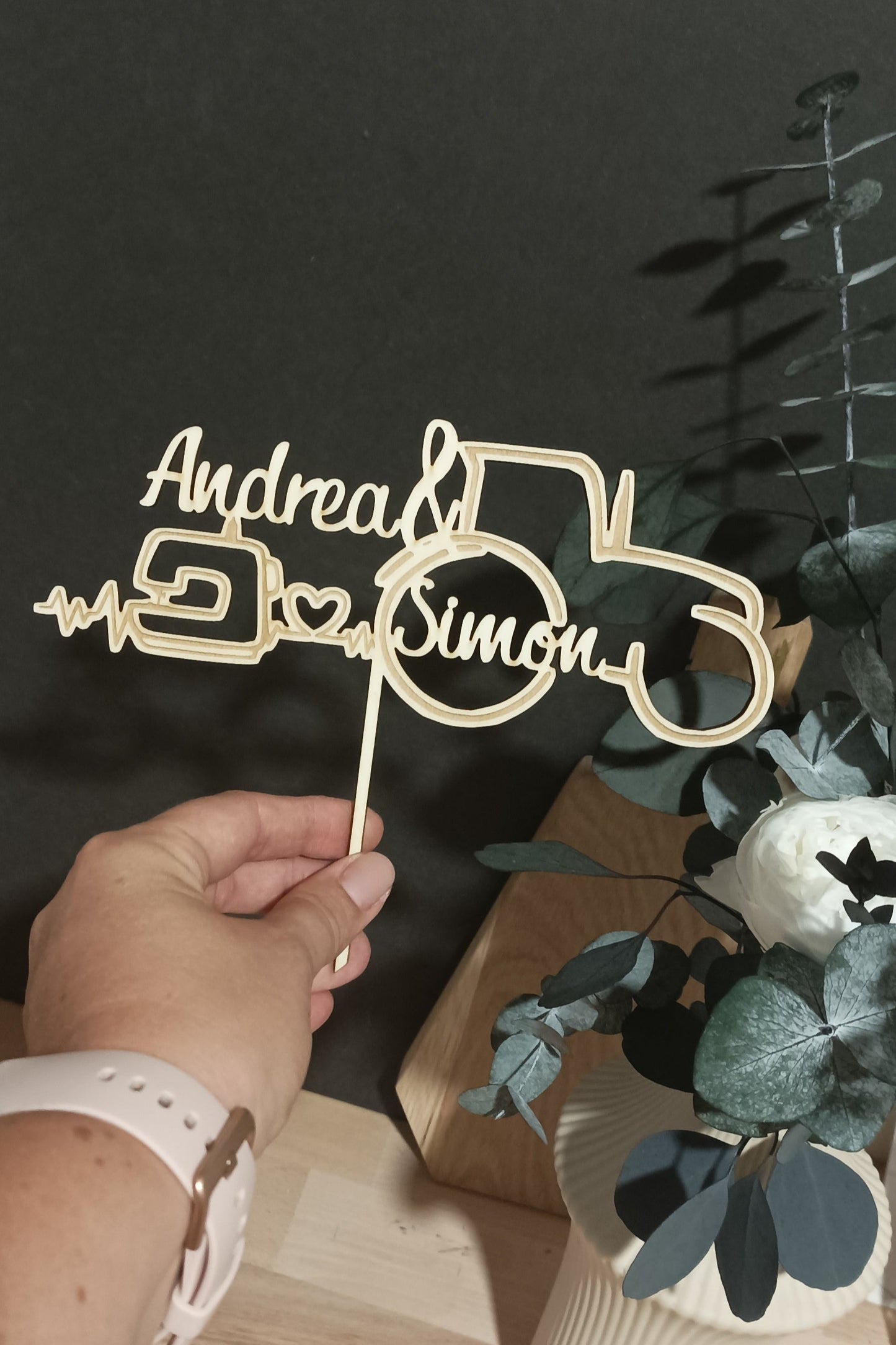 Caketopper Hochzeit - Traktor & Nähmaschine mit Namen