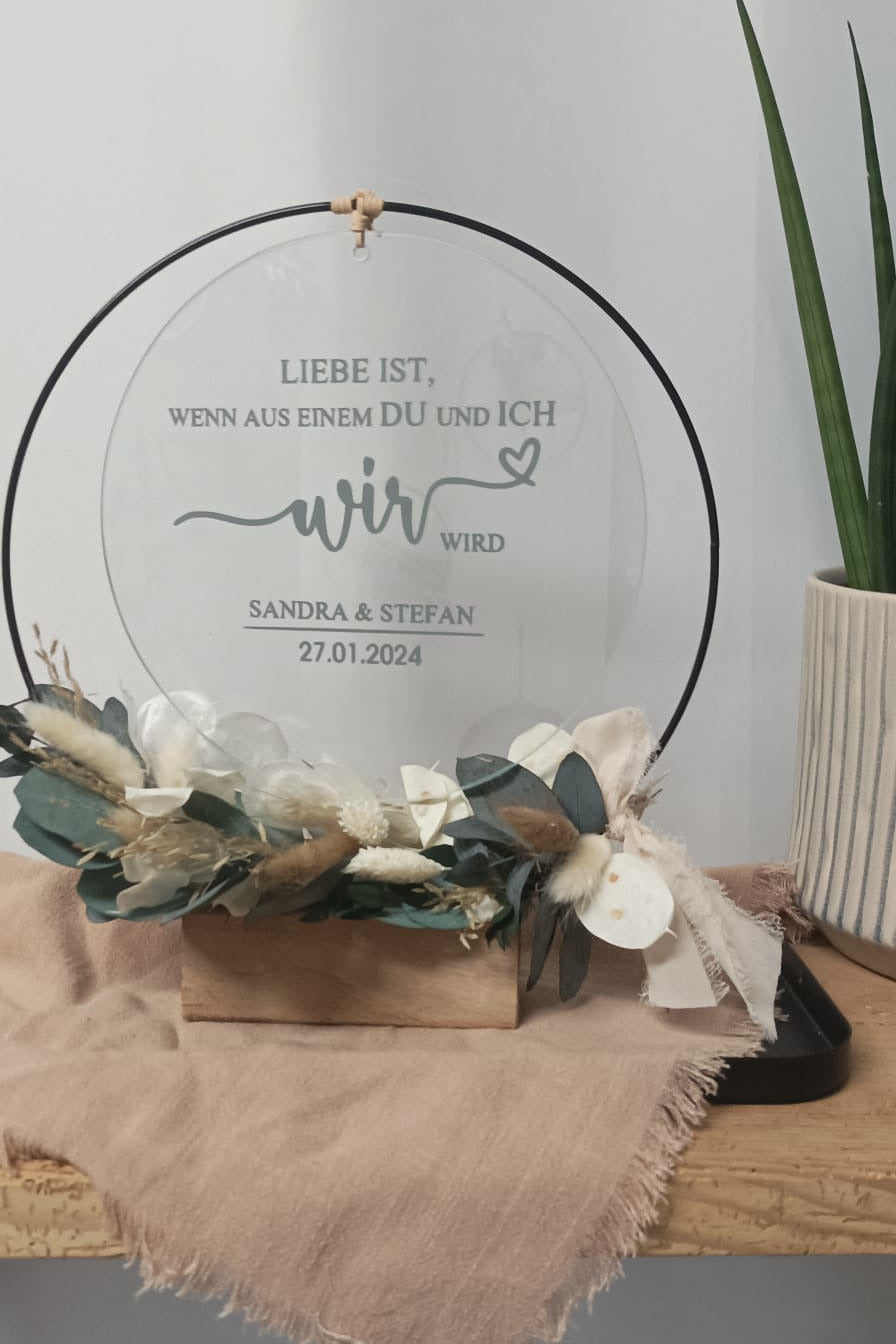 Glasscheibe Hochzeit - Liebe ist, wenn aus einen ICH und DU ein WIR wird