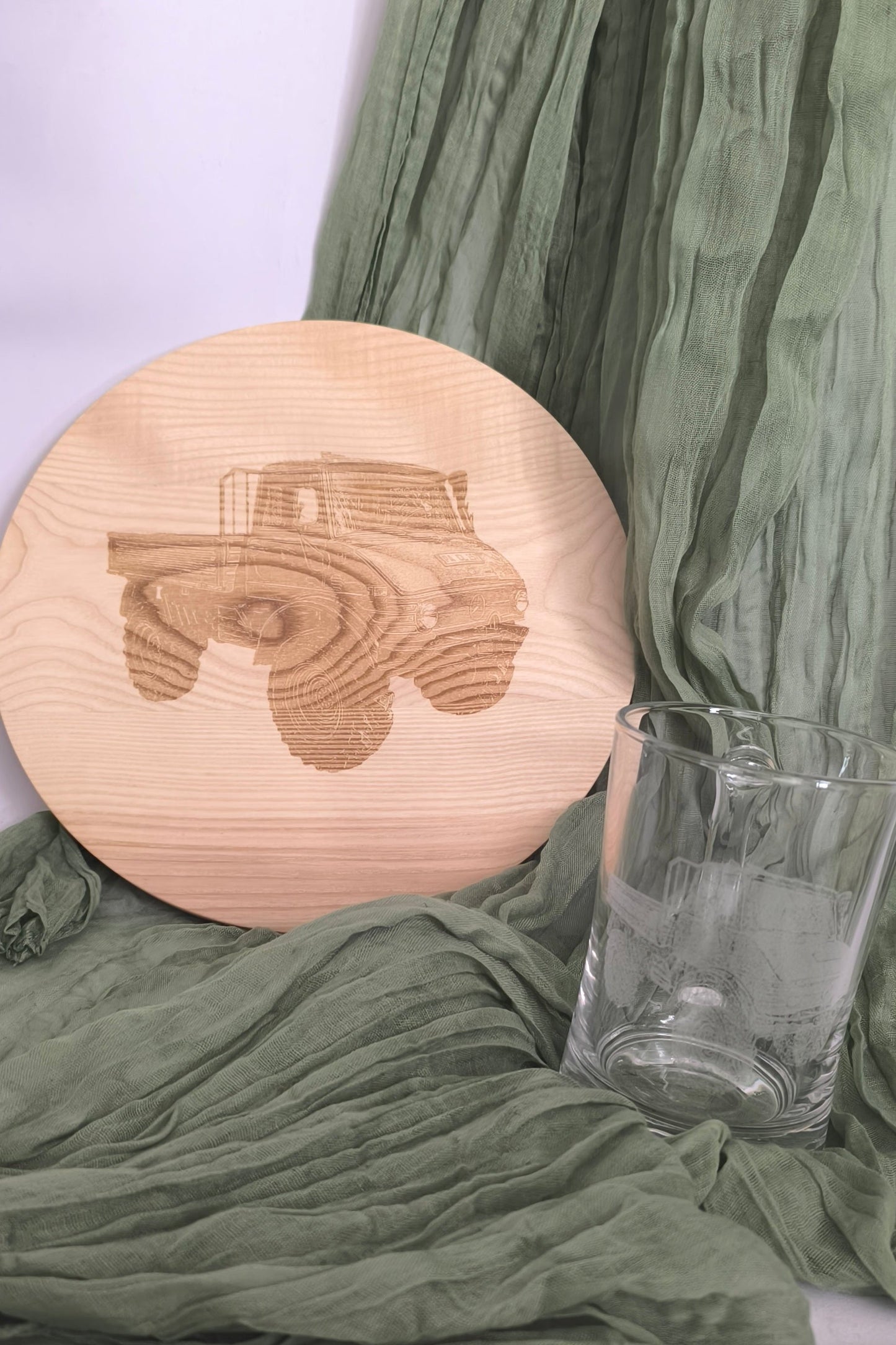 Holzbrett Brotzeitbrett rund - Fotogravur