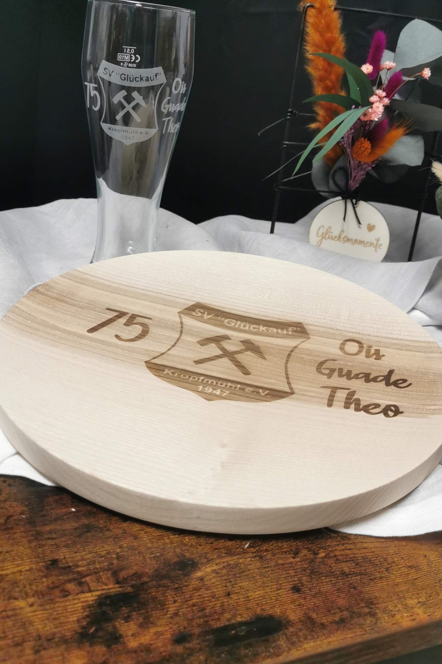 Holzbrett Brotzeitbrett rund - Logo