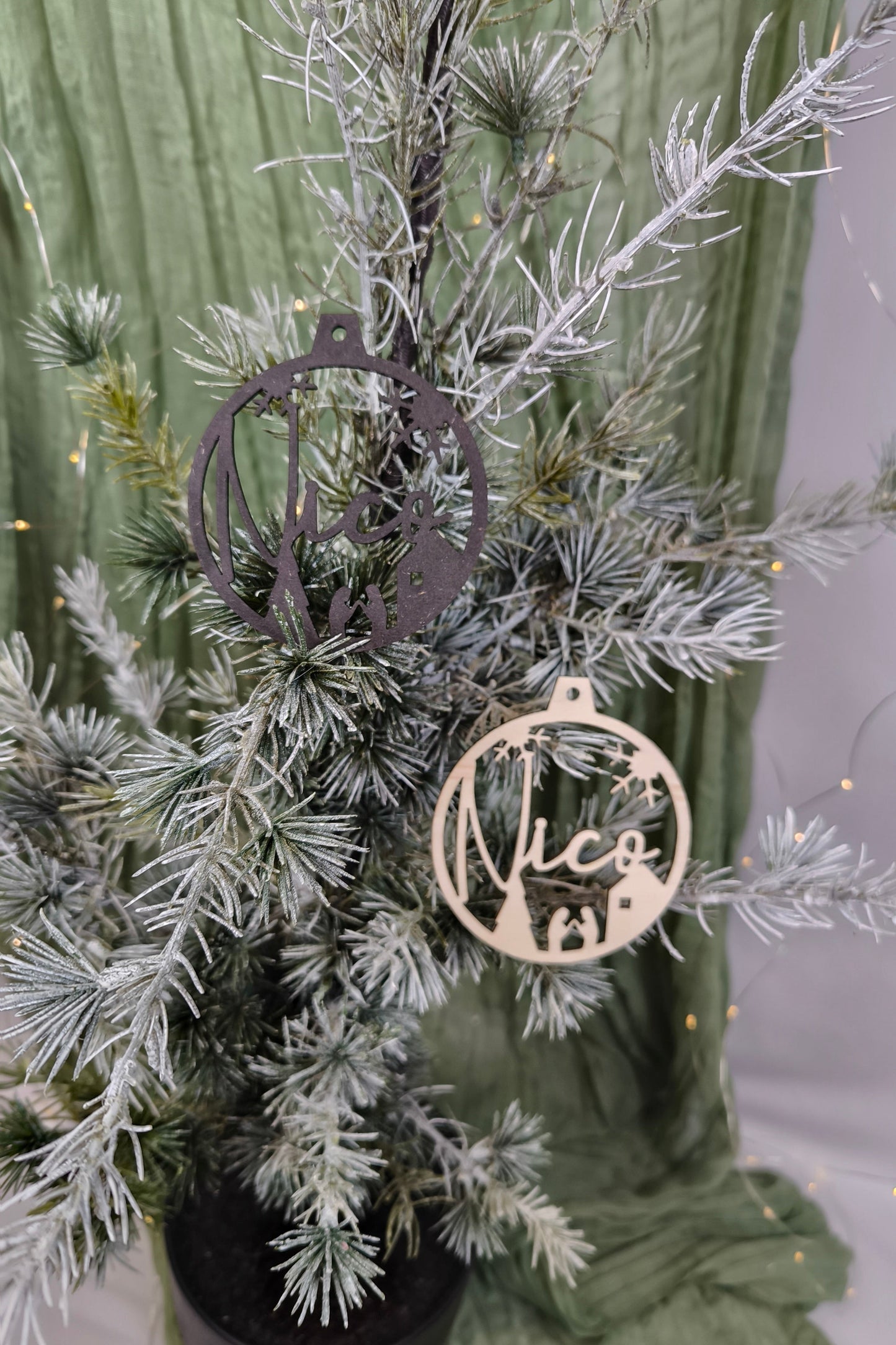 Anhänger Weihnachten | Christbaum - Krippe mit Name