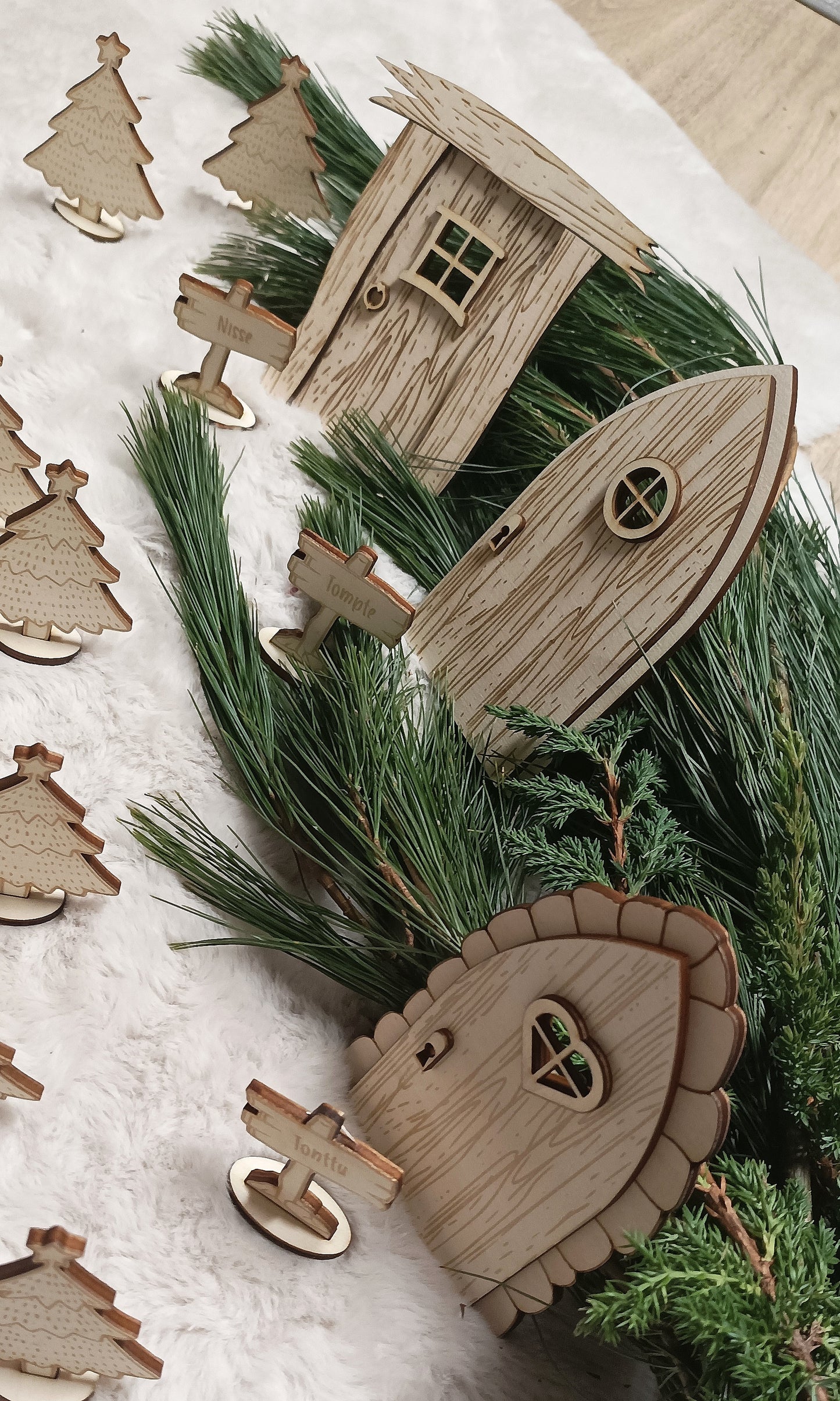 Wichteltür Set mit Holztruhe Weihnachtspost