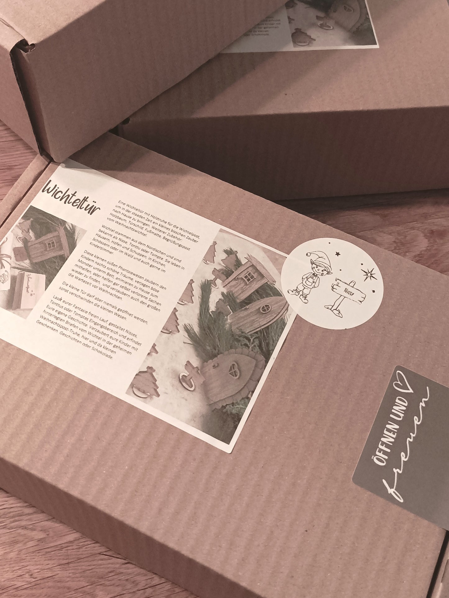 Wichteltür Set mit Holztruhe Weihnachtspost