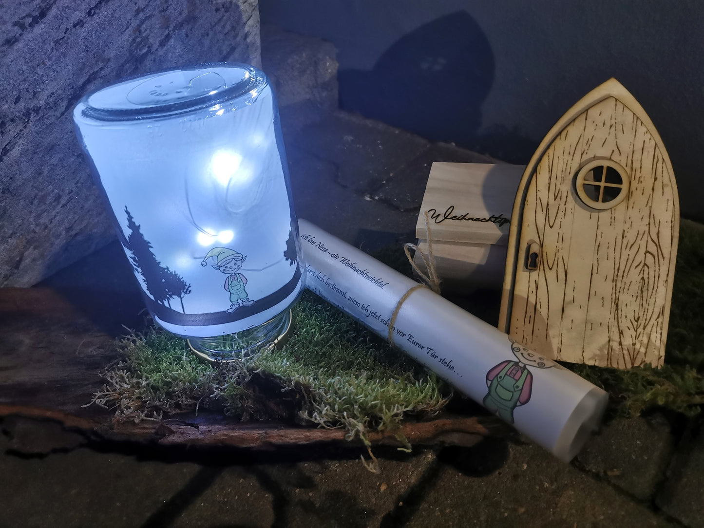 Wichteltür Set mit Holztruhe Weihnachtspost