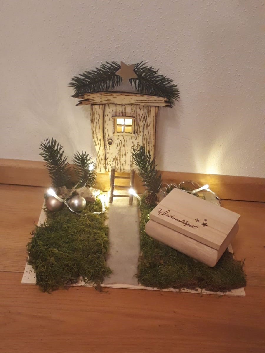 Wichteltür Set mit Holztruhe Weihnachtspost