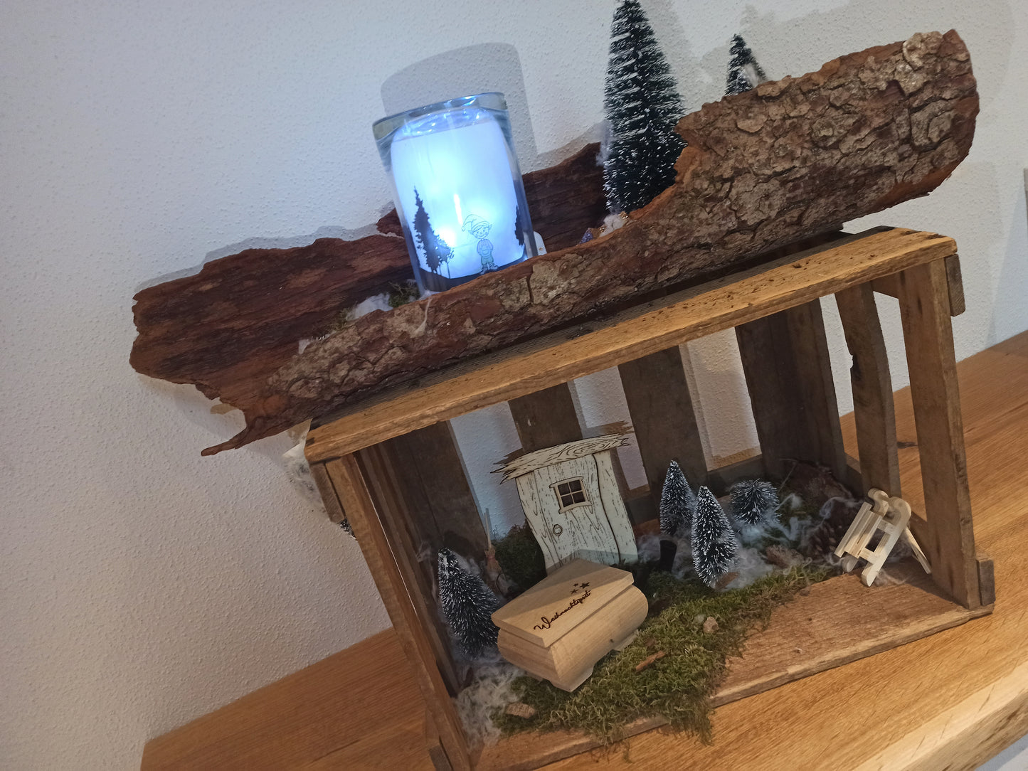 Wichteltür Set mit Holztruhe Weihnachtspost