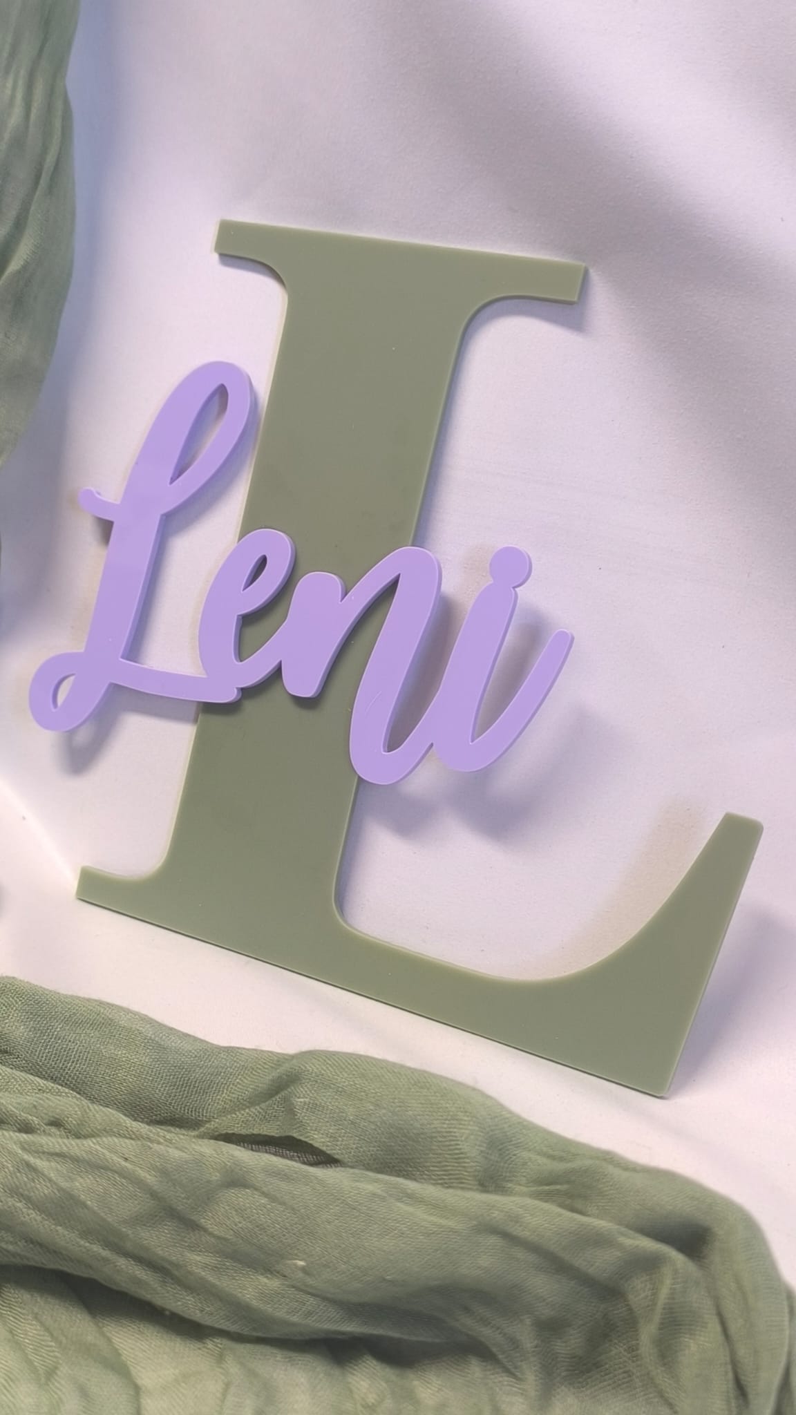 Wandbild Türschild | Namensschild 3D - Anfangsbuchstabe mit Name