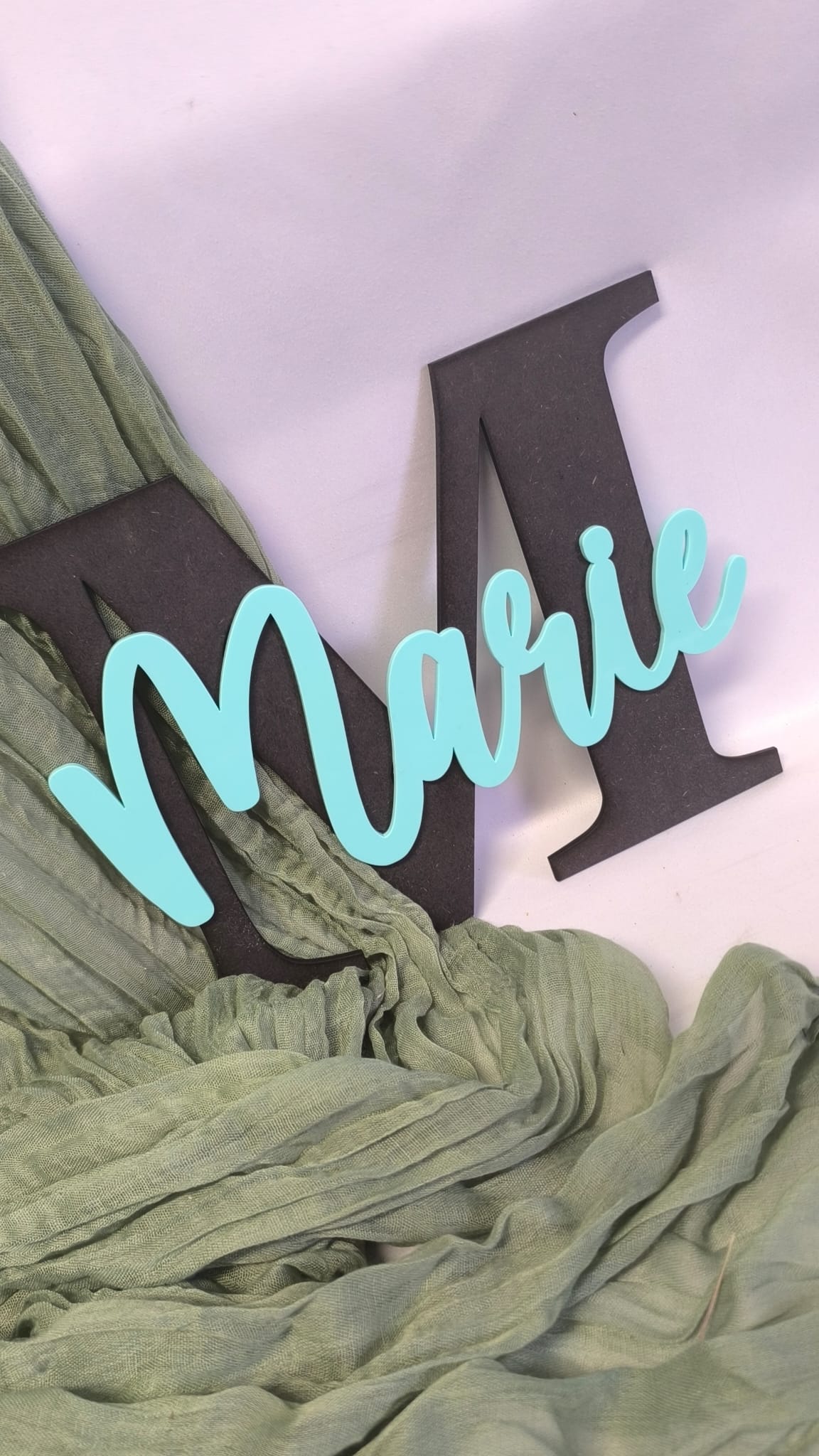 Wandbild Türschild | Namensschild 3D - Anfangsbuchstabe mit Name