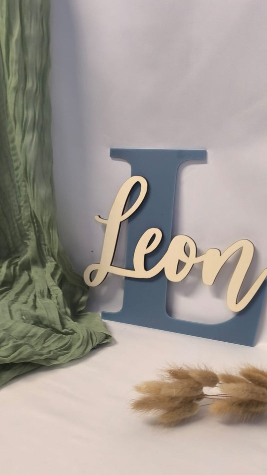 Wandbild Türschild | Namensschild 3D - Anfangsbuchstabe mit Name