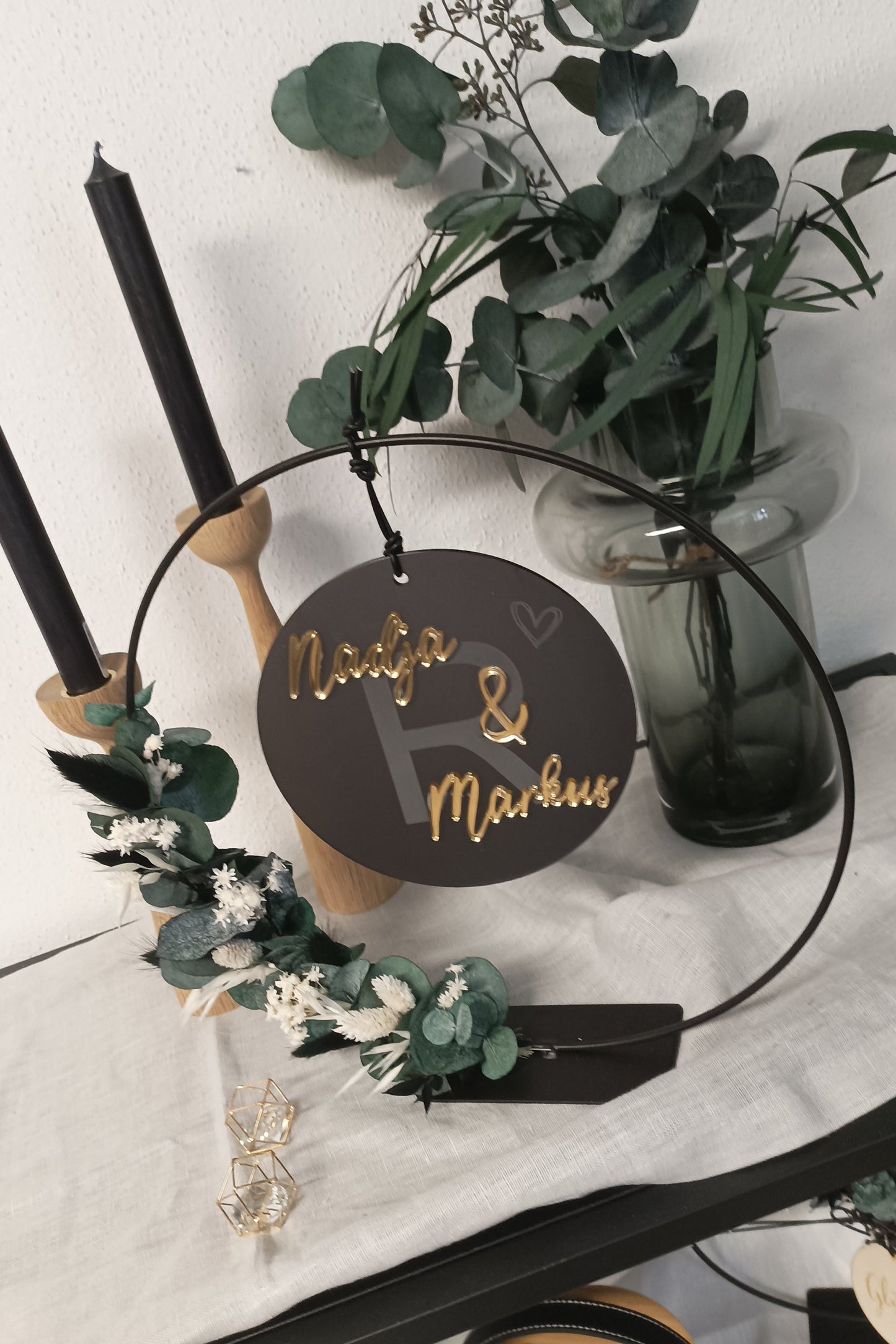 Scheibe 3D - Hochzeit - Namen mit Anfangsbuchstabe