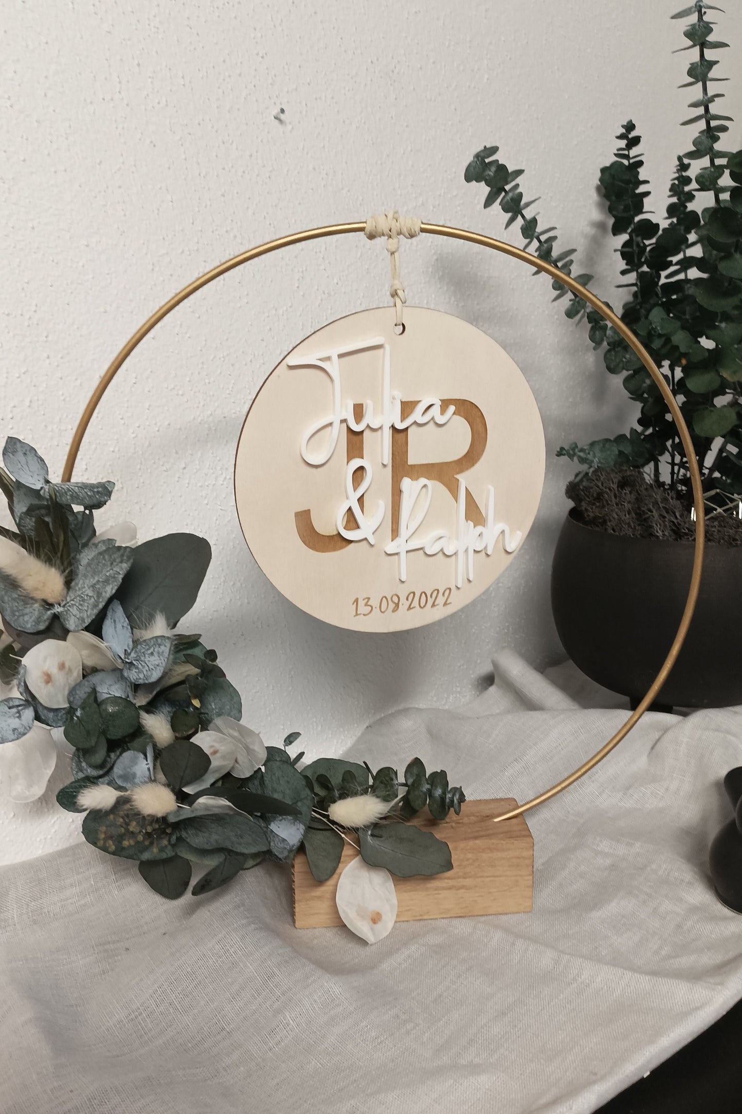 Scheibe 3D - Hochzeit - Namen mit Anfangsbuchstabe
