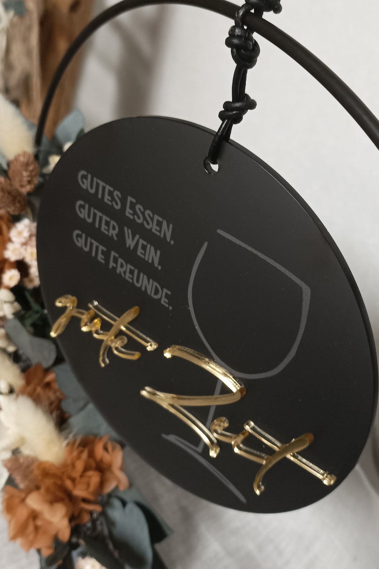 Scheibe 3D - Gutes Essen, guter Wein, gute Freunde, gute Zeit