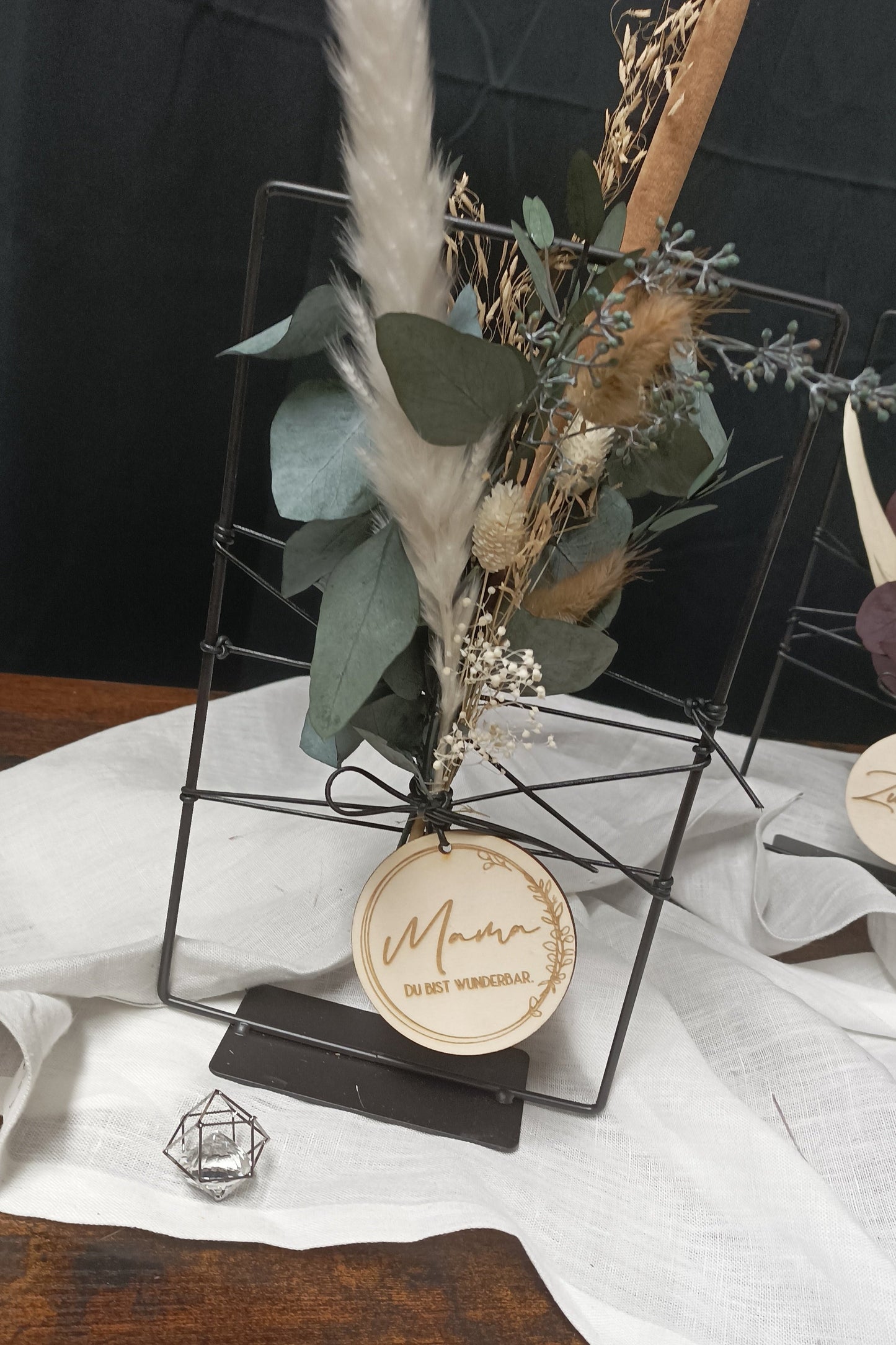 Stand-Metallring rechteckig mit Trockenblumen