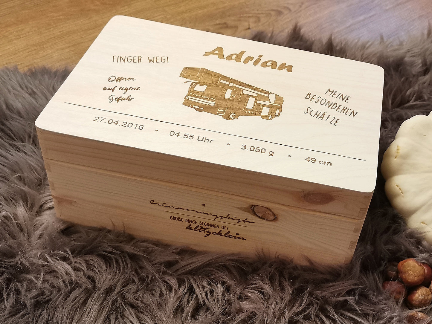 Erinnerungskiste - Feuerwehr mit Geburtsdaten