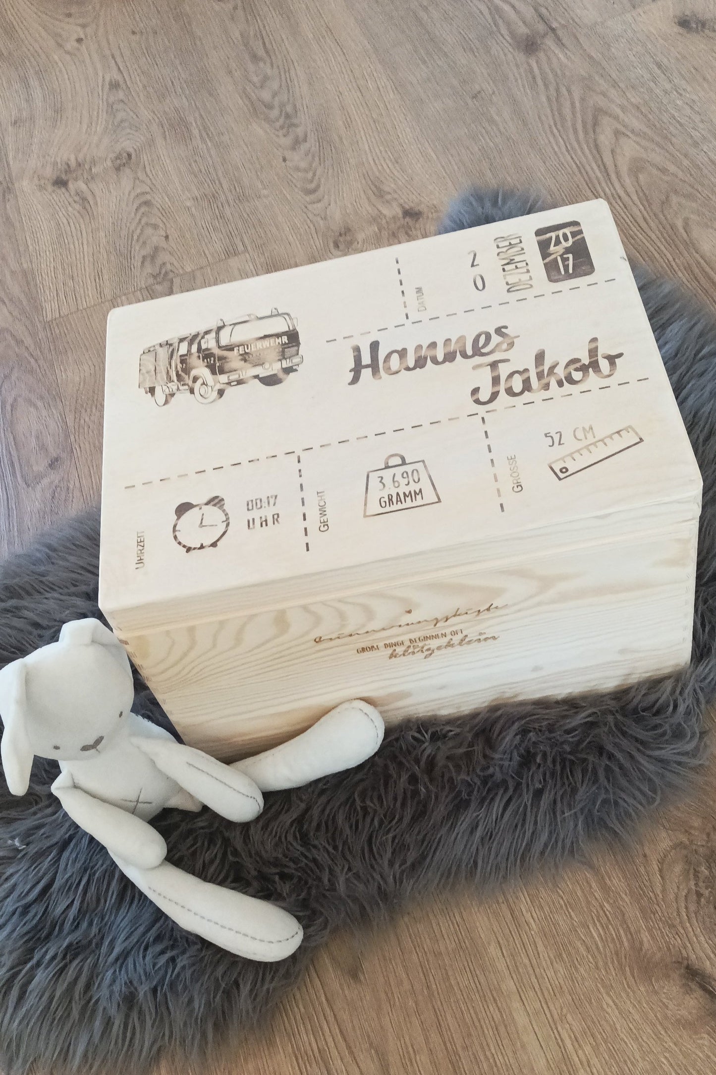 Erinnerungskiste - Feuerwehr mit Geburtsdaten (Motiv 2)