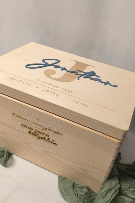 Erinnerungskiste - Name 3D mit Geburtsdaten