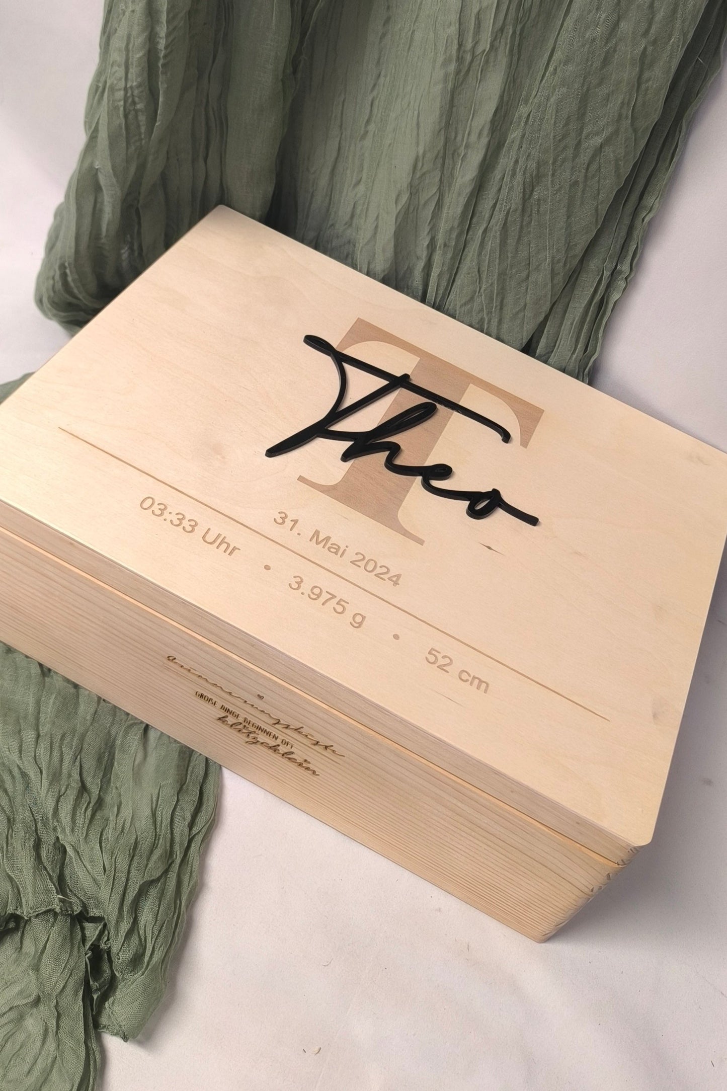 Erinnerungskiste - Name 3D mit Geburtsdaten