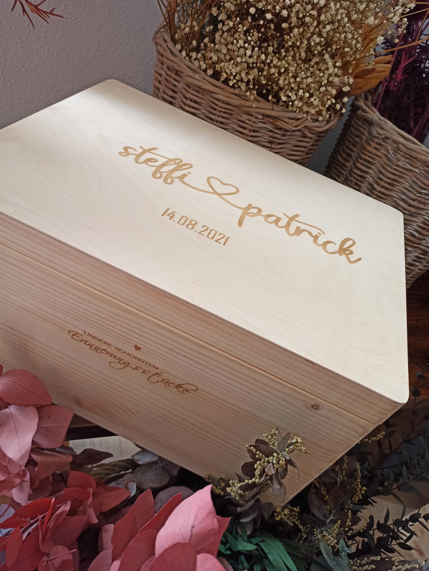 Erinnerungskiste - Hochzeit - Namen mit Herz