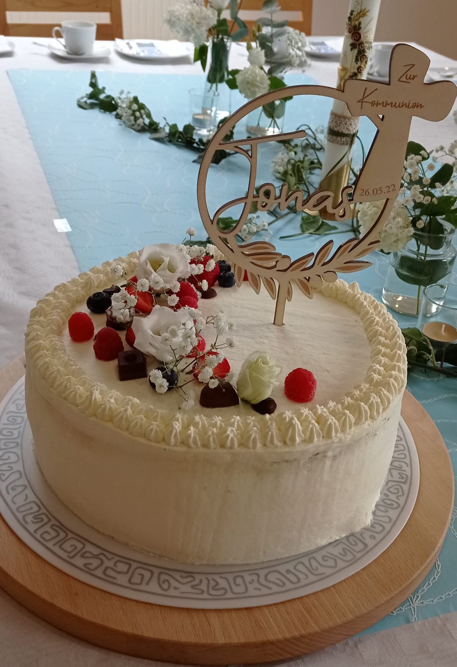 Caketopper Kommunion - Kreuz mit Name