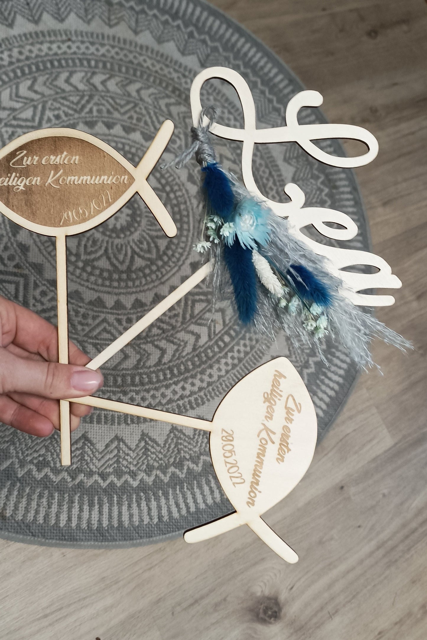 Caketopper - Name mit Trockenblumen