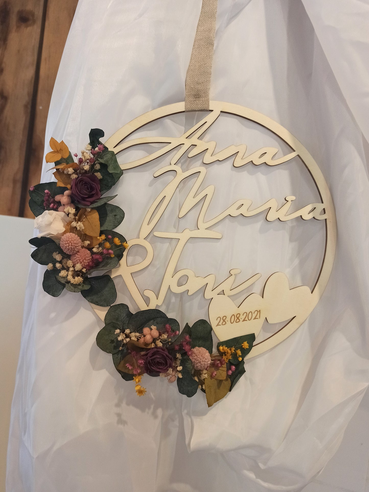 Floralhoop Türkranz - Hochzeit - Namen mit Herzen