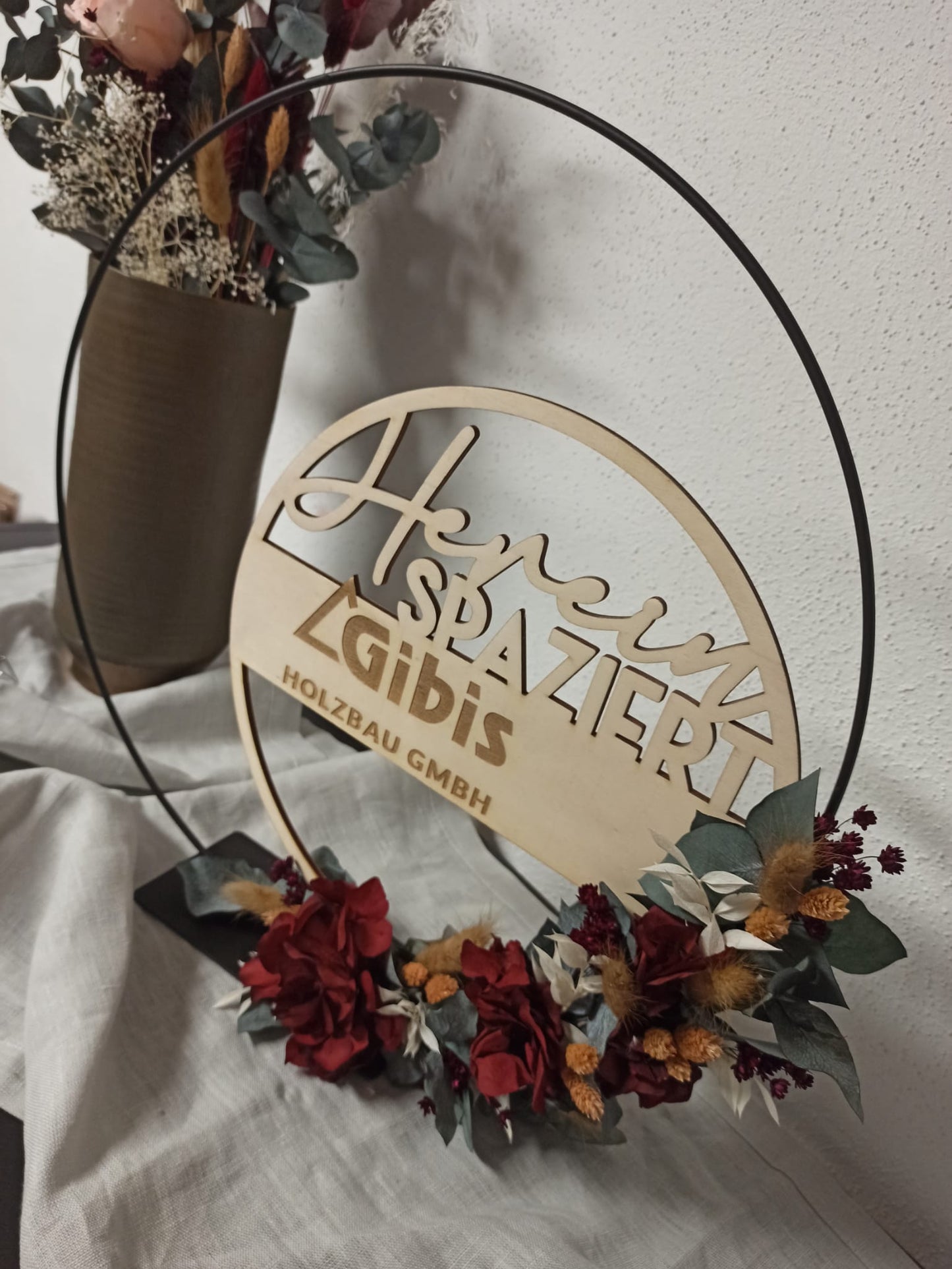 Floralhoop Türkranz - Hereinspaziert mit Balken - personalisiert