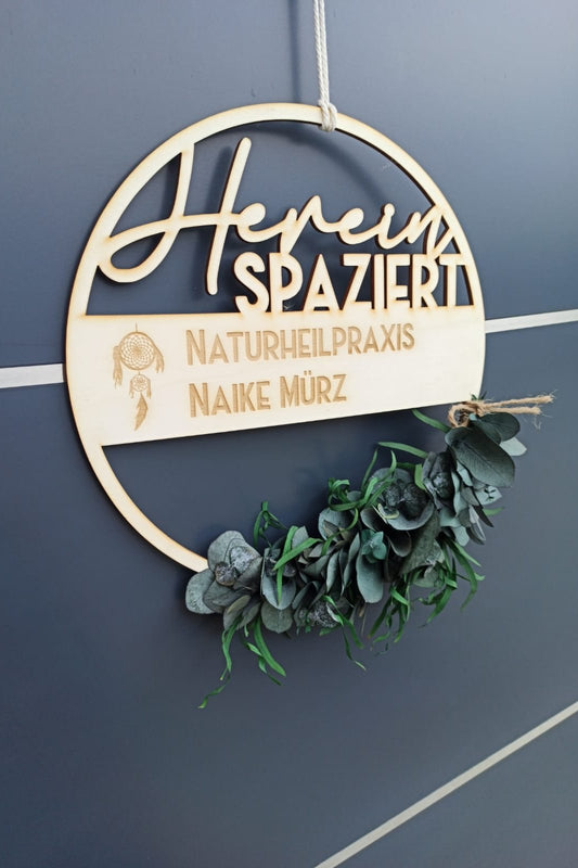 Floralhoop Türkranz - Hereinspaziert mit Balken - personalisiert