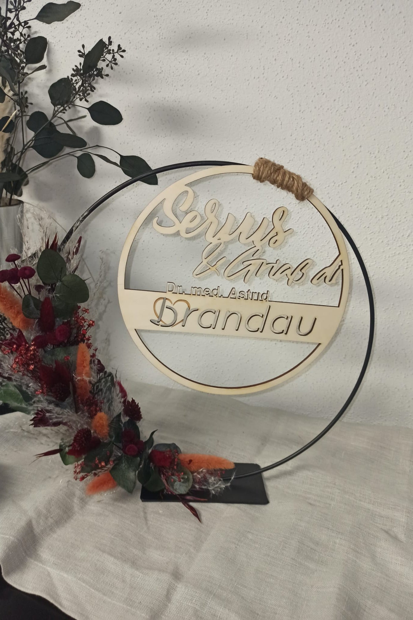 Floralhoop Türkranz - Servus & Grias di mit Balken - personalisiert