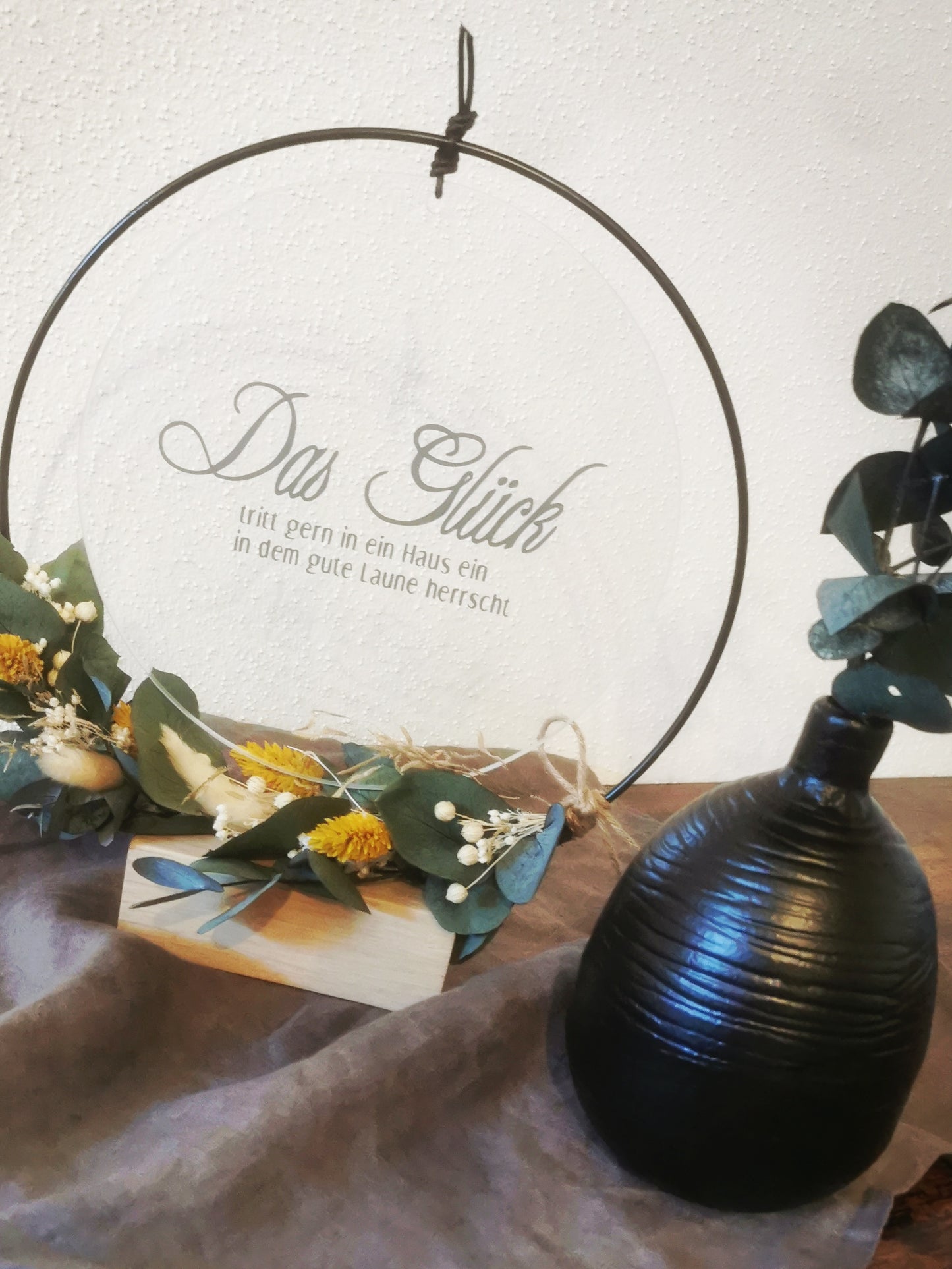 Glasscheibe - Das Glück tritt gern in ein Haus hinein in dem gute Laune herrscht