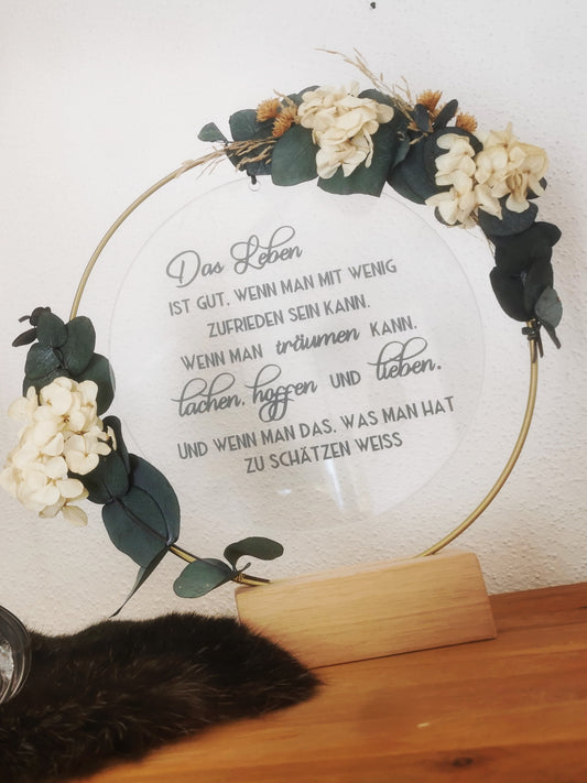 Glasscheibe - Das Leben ist gut wenn man mit wenig zufrieden sein kann