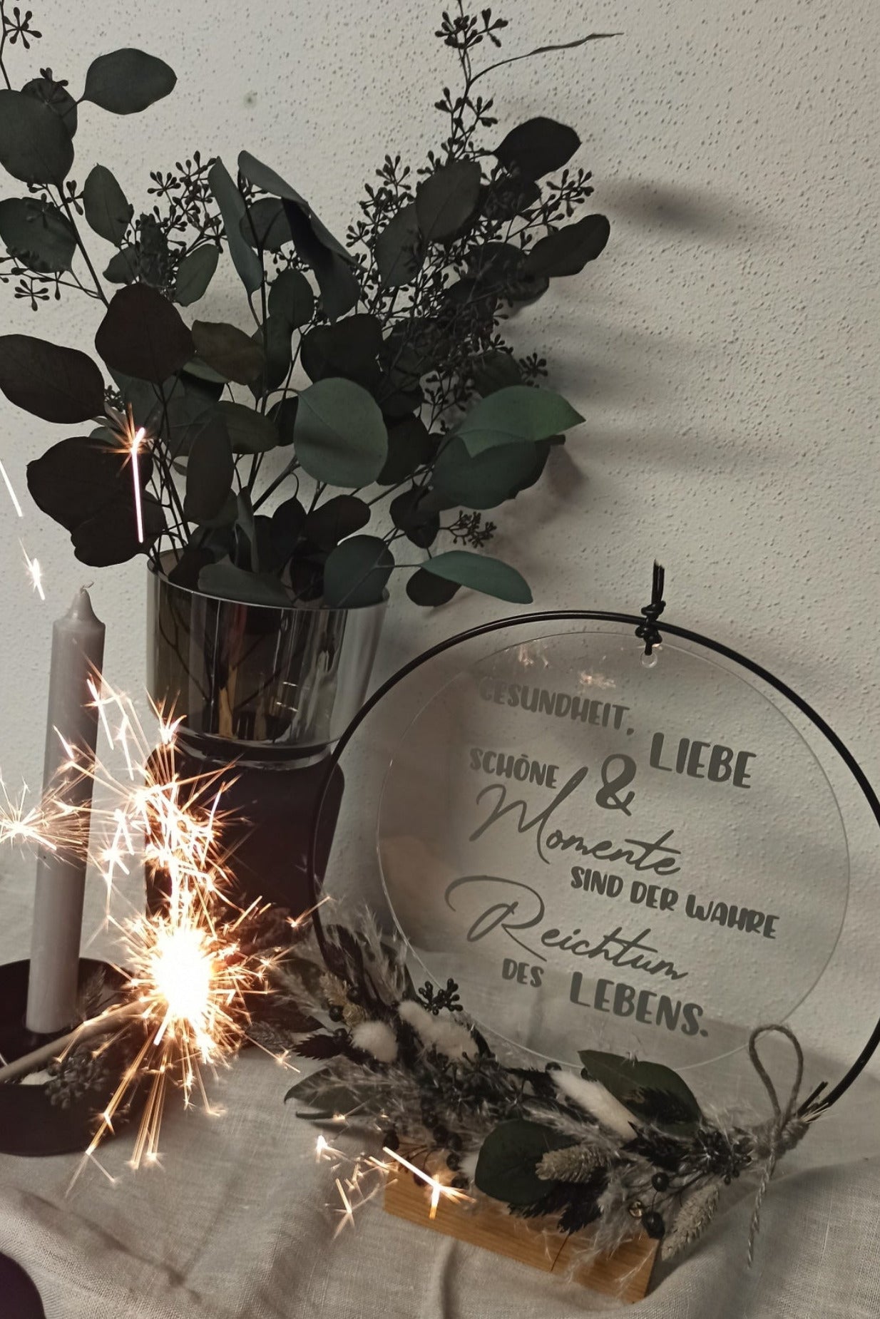 Glasscheibe - Gesundheit Liebe und schöne Momente