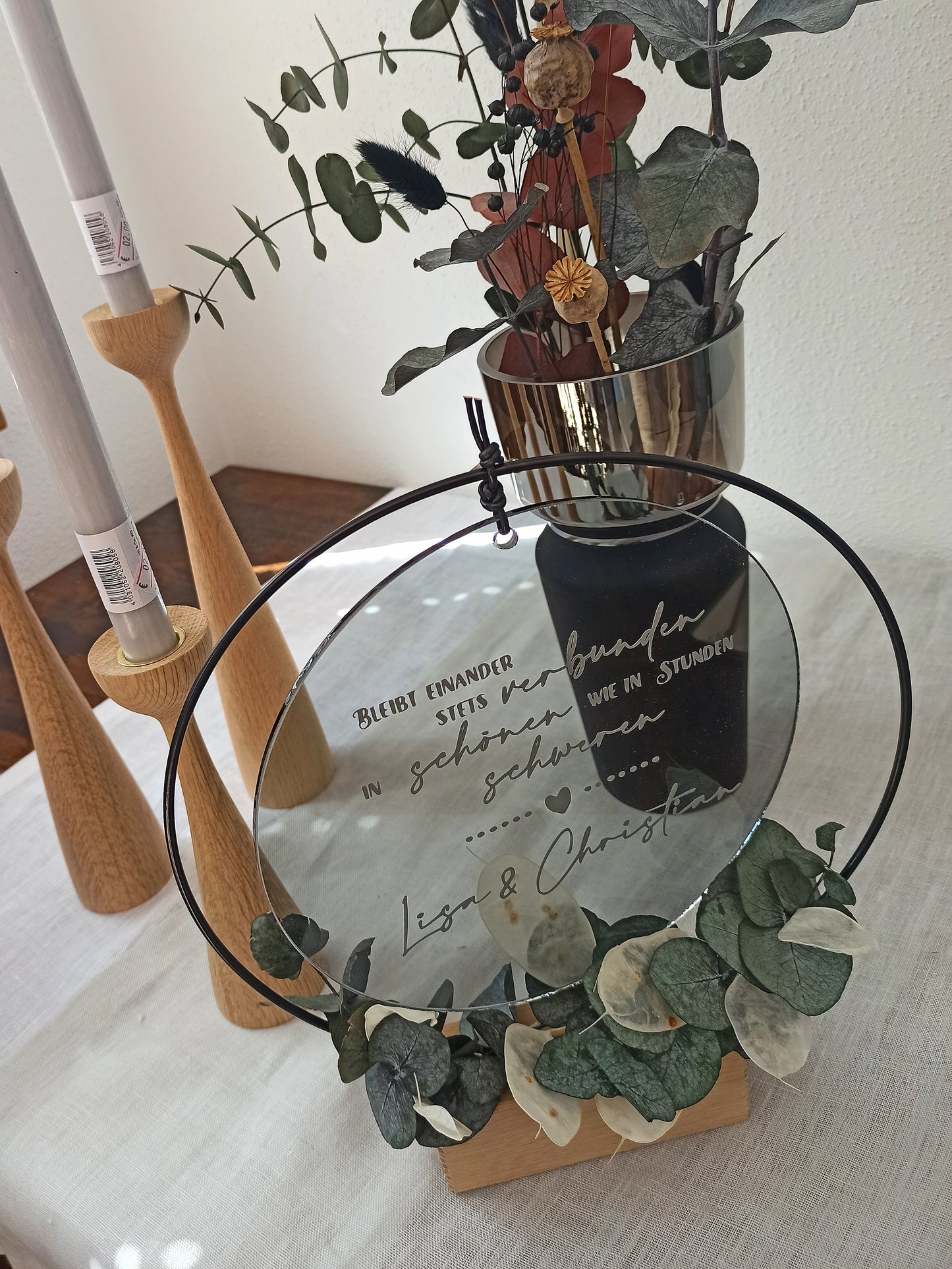 Glasscheibe Hochzeit - Bleibt einander stets verbunden