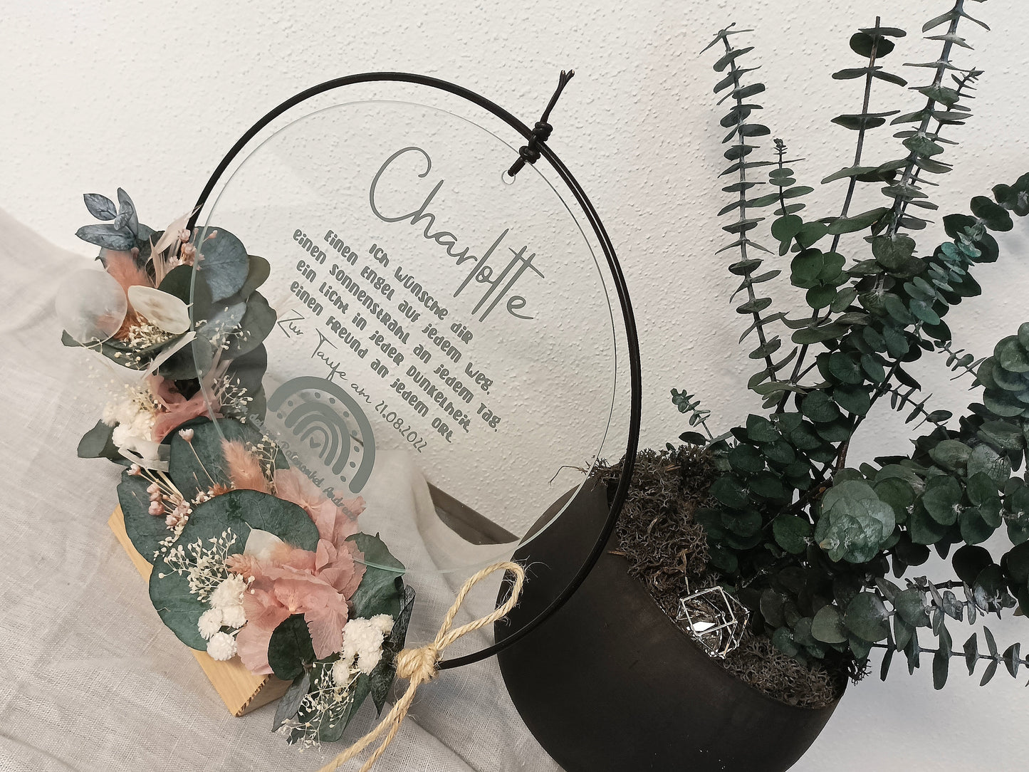 Glasscheibe Taufe - ich wünsche dir einen Engel auf jedem Weg - Deine Taufpatin