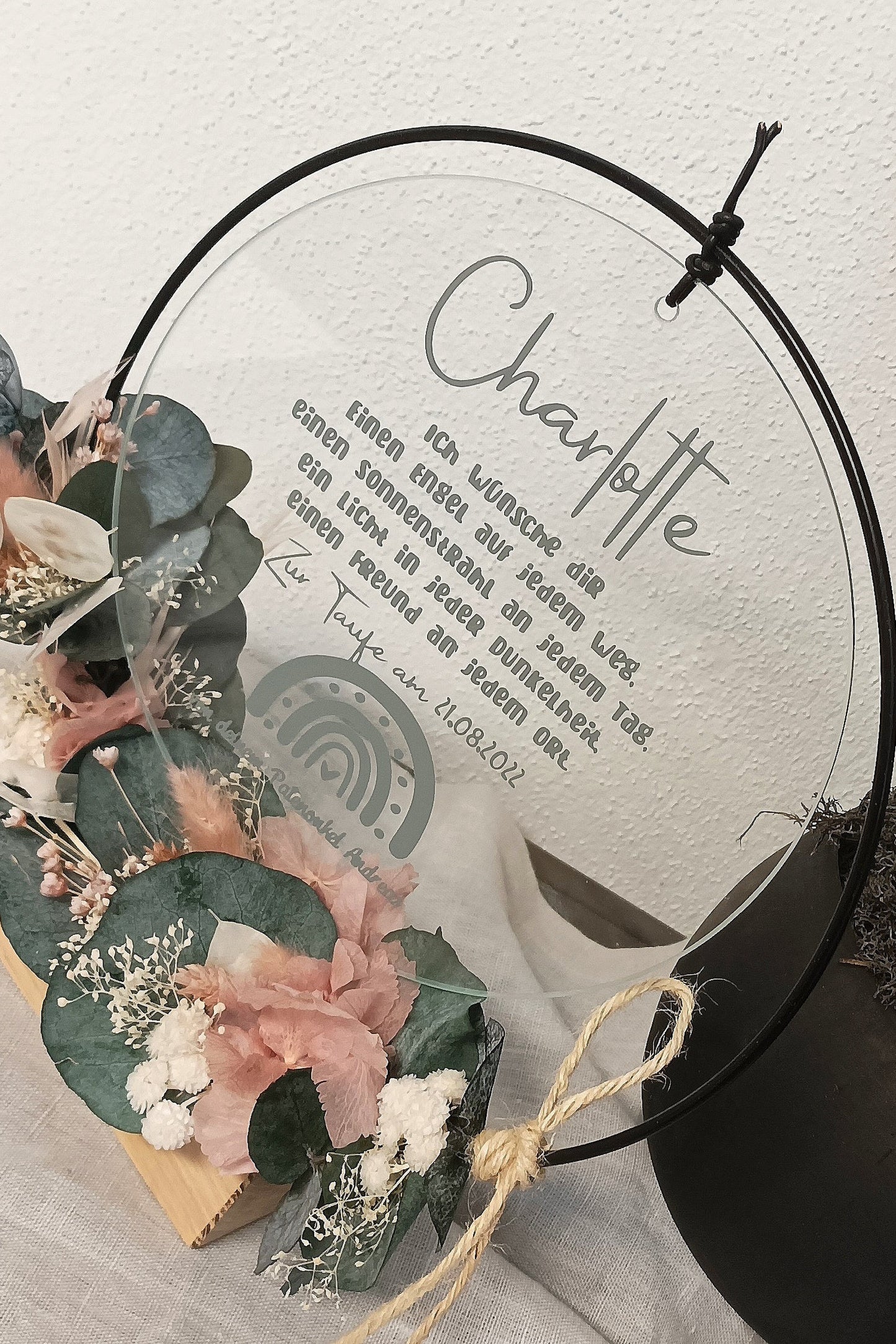 Glasscheibe Taufe - ich wünsche dir einen Engel auf jedem Weg - Deine Taufpatin