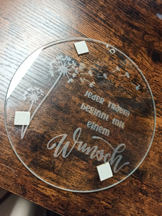 Glasscheibe - Jeder Traum beginnt mit einem Wunsch