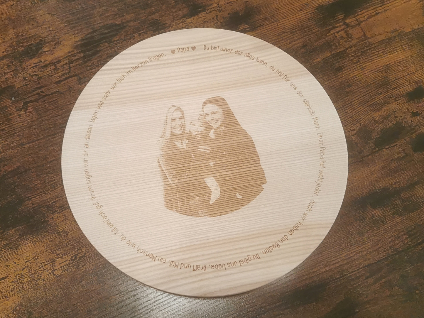 Holzbrett Brotzeitbrett rund - Fotogravur