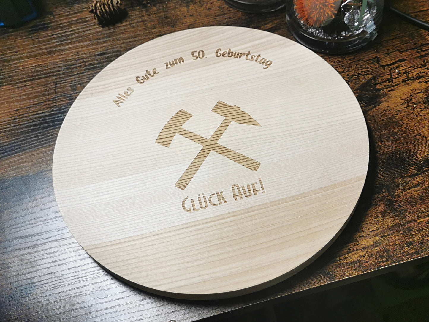 Holzbrett Brotzeitbrett rund - Wunschmotiv