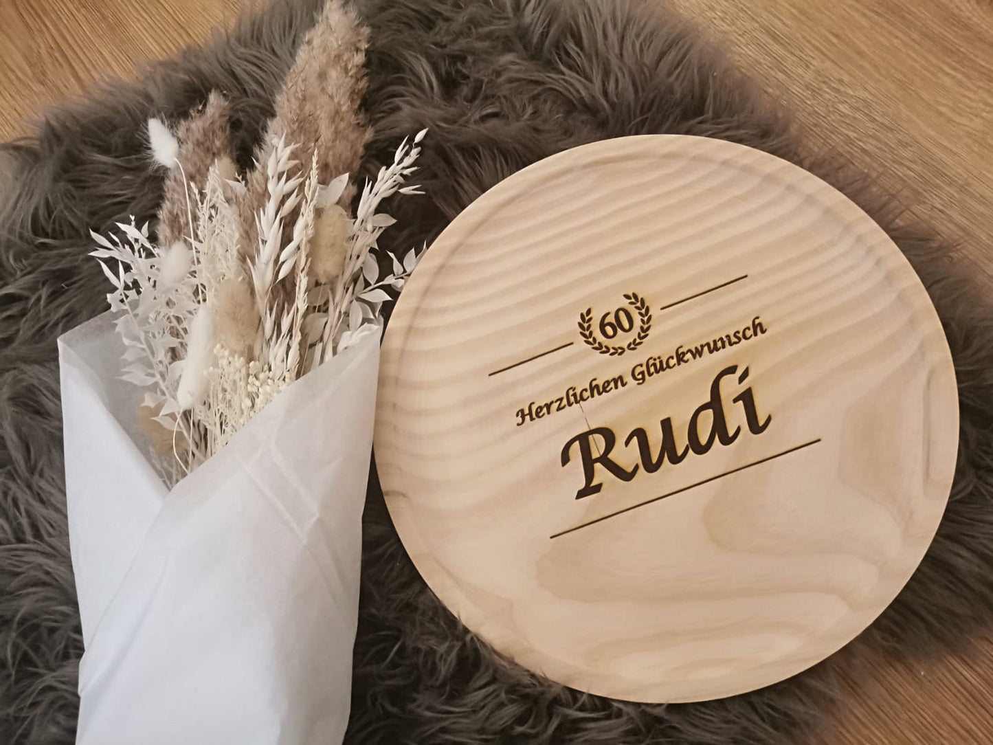 Holzbrett Brotzeitbrett rund - Wunschmotiv
