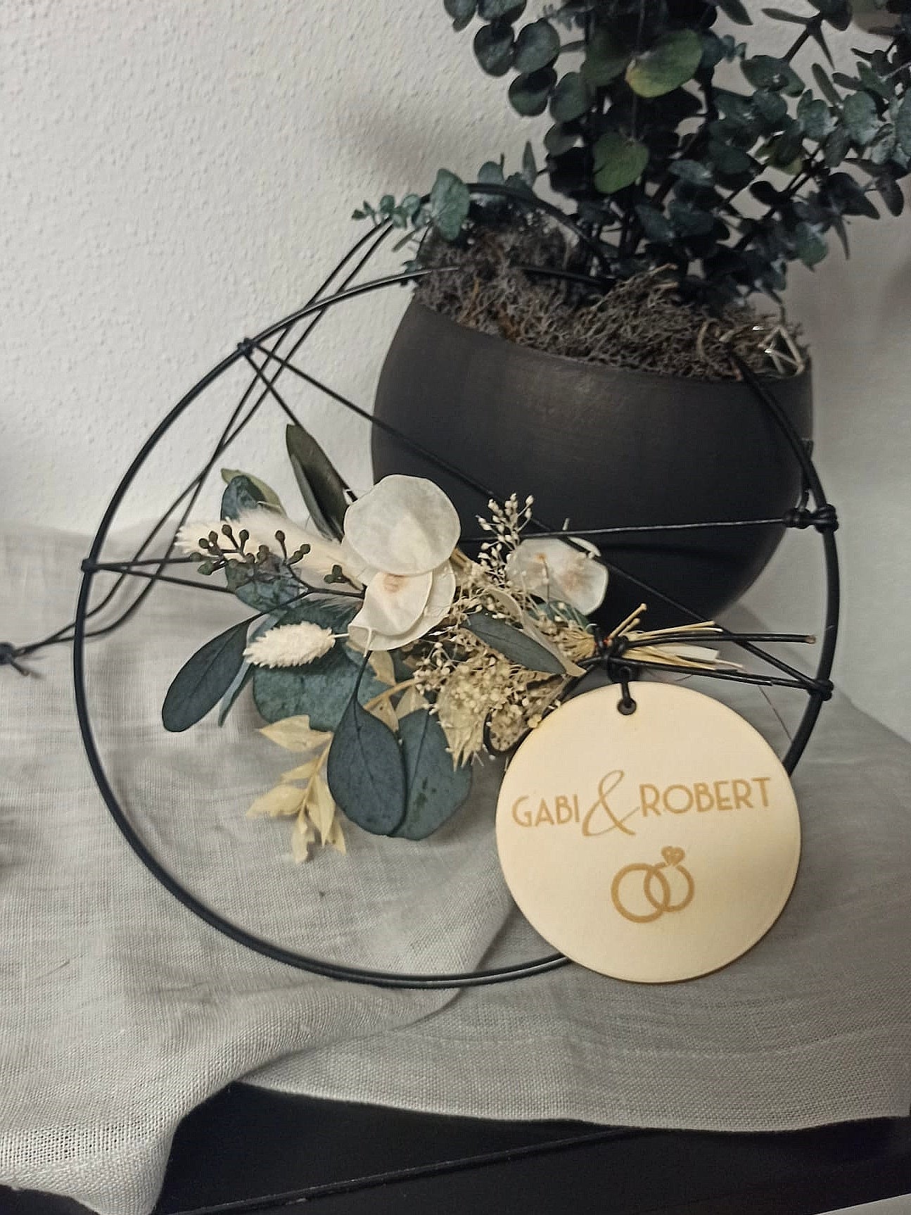 Scheibe Hochzeit - Namen mit Ringen