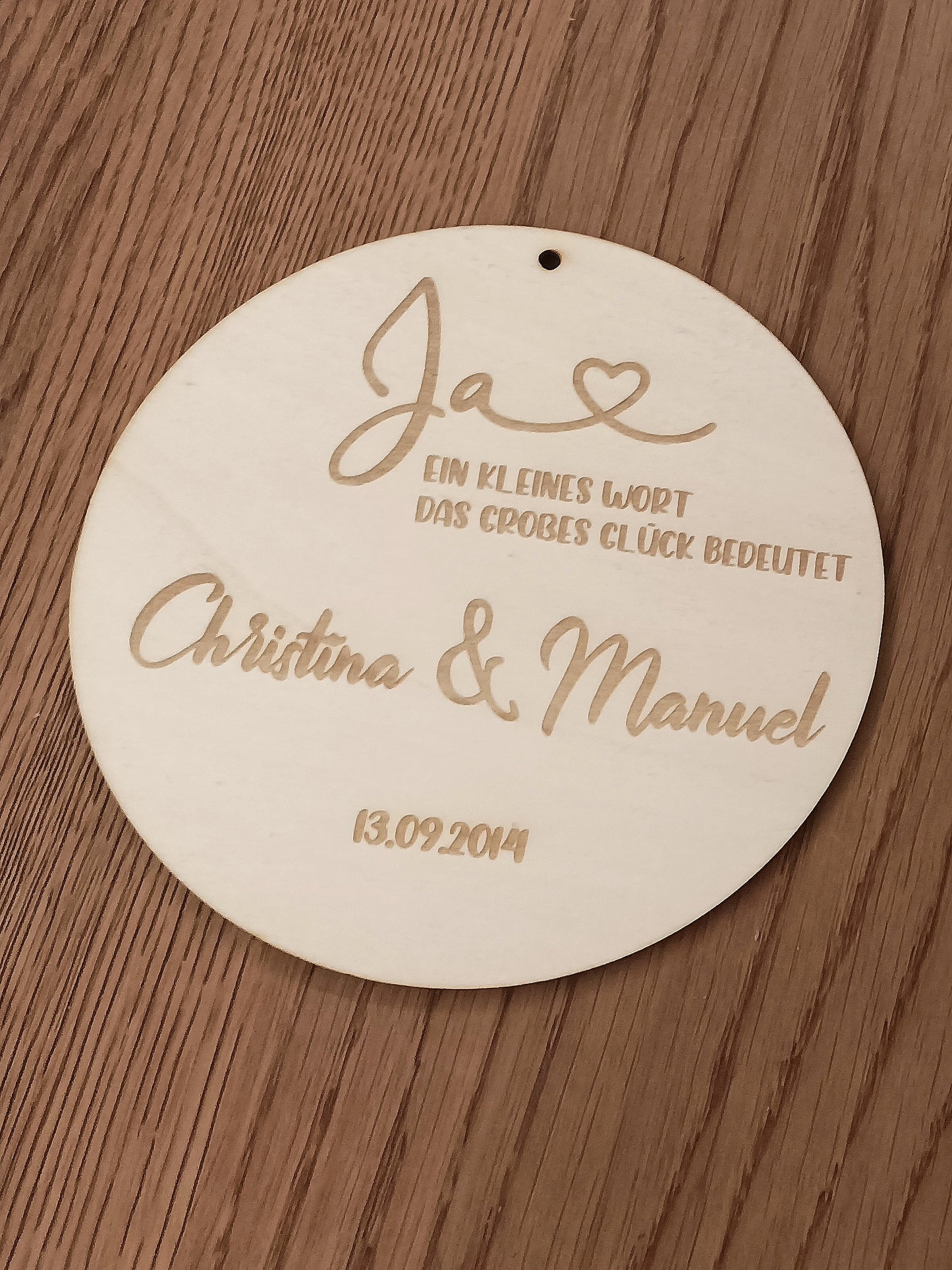 Scheibe Hochzeit - Ja - ein kleines Wort das großes Glück bedeutet